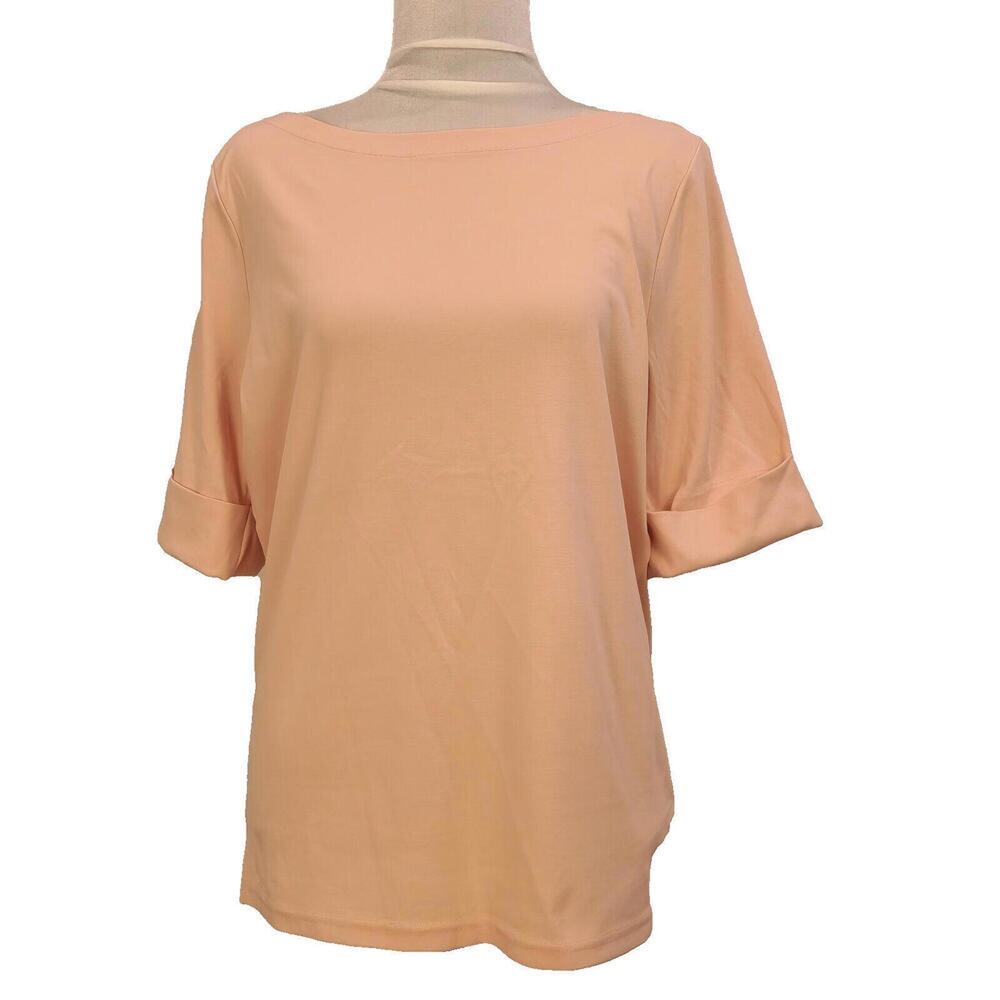 Lauren Ralph Lauren Size XL Blush Pink Short Sleeve Boat Neck Blouse